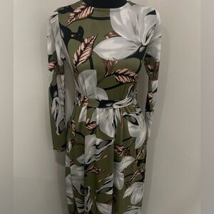 Khaki Multi Crew Neck Dress